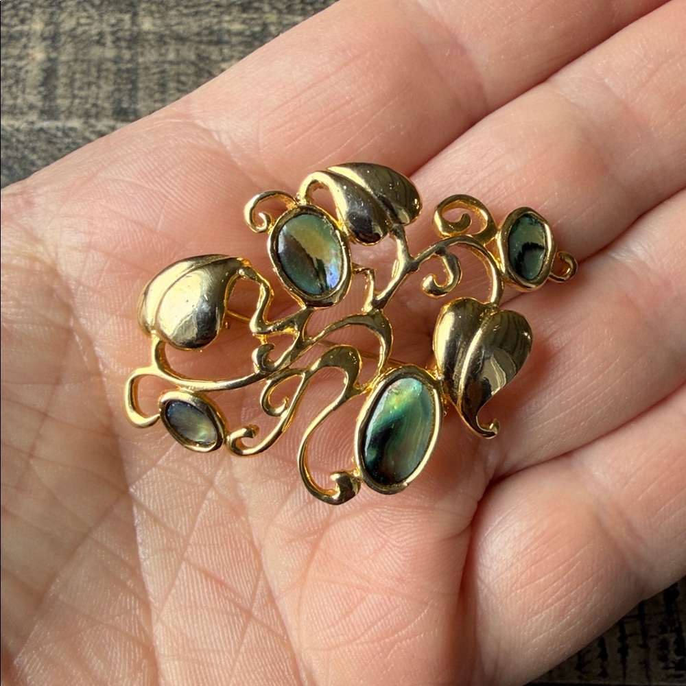 Duri Art Nouveau Abalone Inlay Brooch